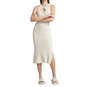 DH New York Addison Rib-Knit Midi Dress Creme size Large